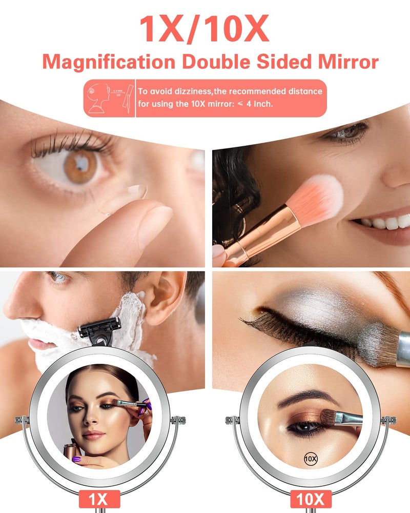 Benbilry Lighted Makeup Mirror with Magnification  1X/10X Magnifying Makeup Mirror  LED Vanity Mirror with Lights  Battery Operated  7 Inch Swivel Portable Cordless Desk Mirror - Image 3